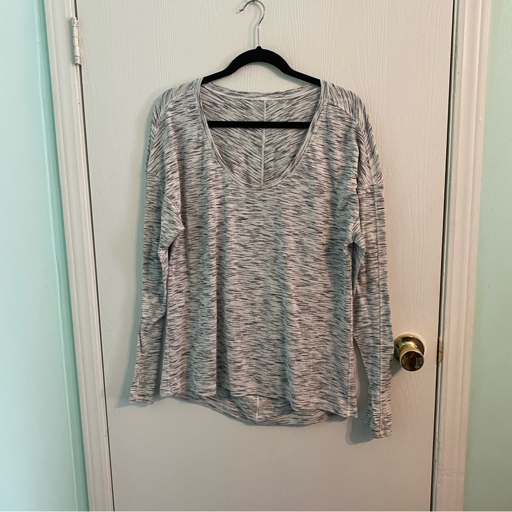 Lululemon White Black Heather Long Sleeve T Shirt Lightweight Athleisure Size XL